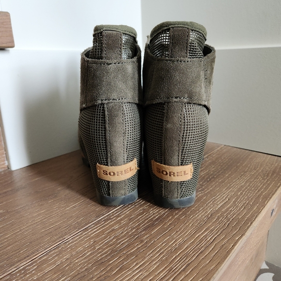 Sorel Mesh Wedge Booties Olive Green Size 7 - Picture 3 of 7